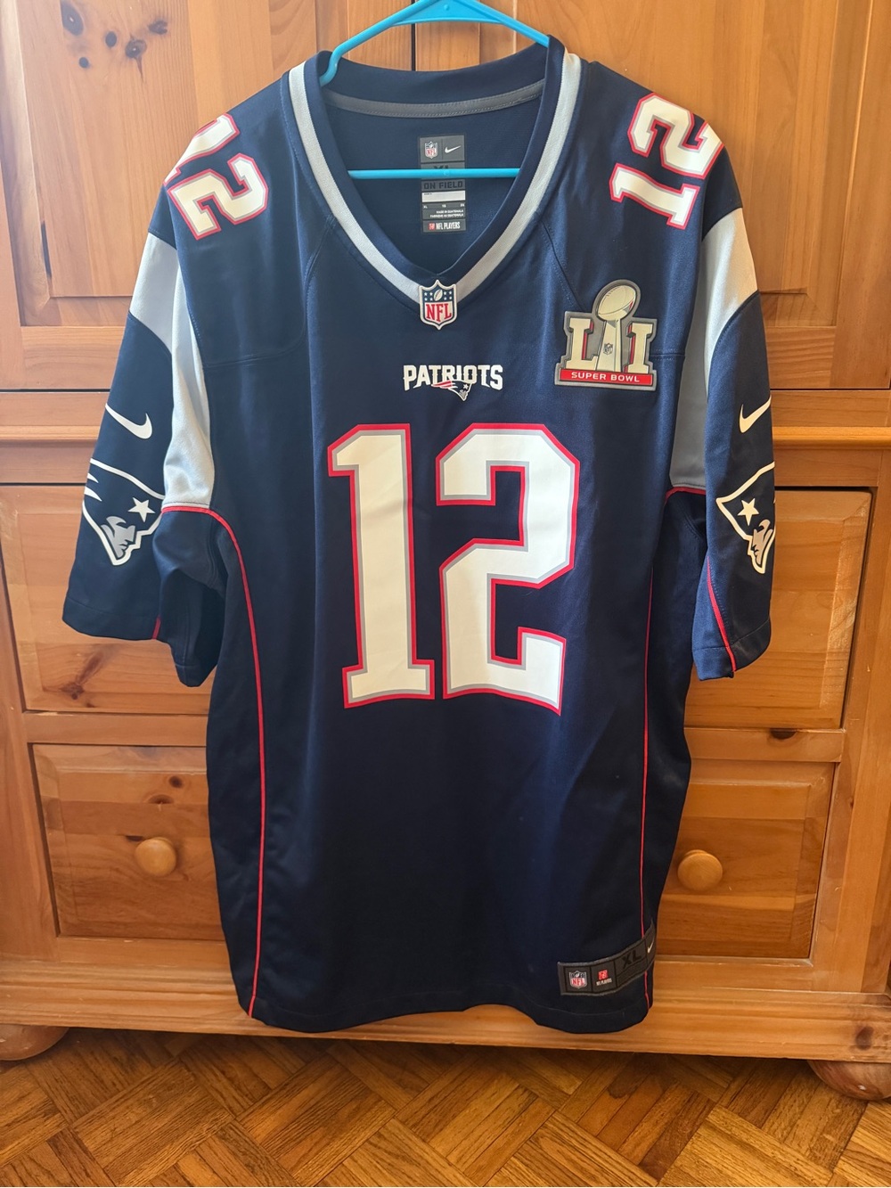 Nike mens New England Patriots Navy #12 Football Jersey